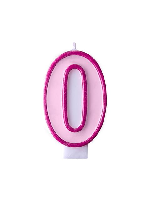 Vela de cumpleaños rosa número 0 - Partydeco | Funidelia