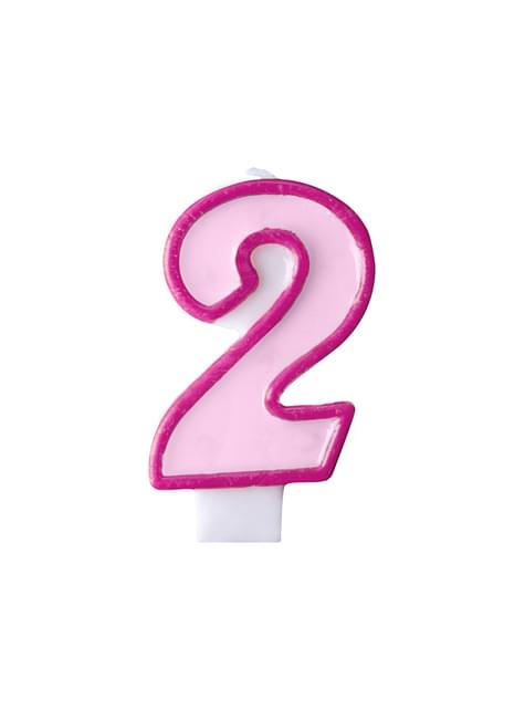 Vela de cumpleaños rosa número 2 - Partydeco | Funidelia