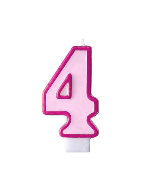Vela de cumpleaños rosa número 4 - Partydeco | Funidelia