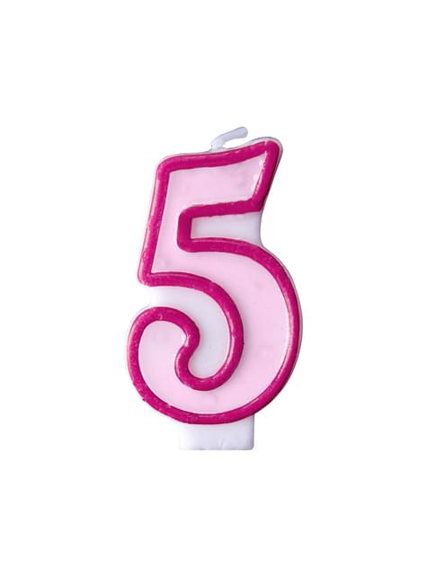 Vela de cumpleaños rosa número 5 - Partydeco | Funidelia