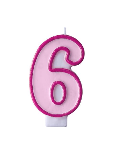 Vela de cumpleaños rosa número 6 - Partydeco | Funidelia