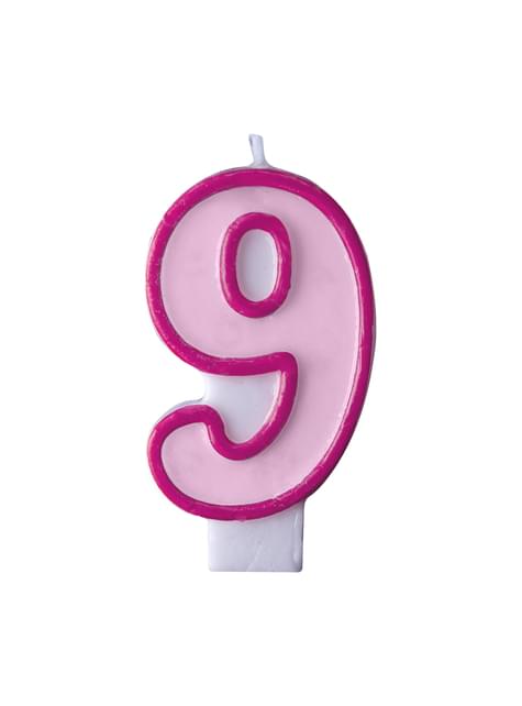 Vela de cumpleaños rosa número 9 - Partydeco | Funidelia