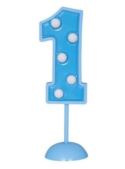 Vela decorativa azul número 1 - Unique | Funidelia