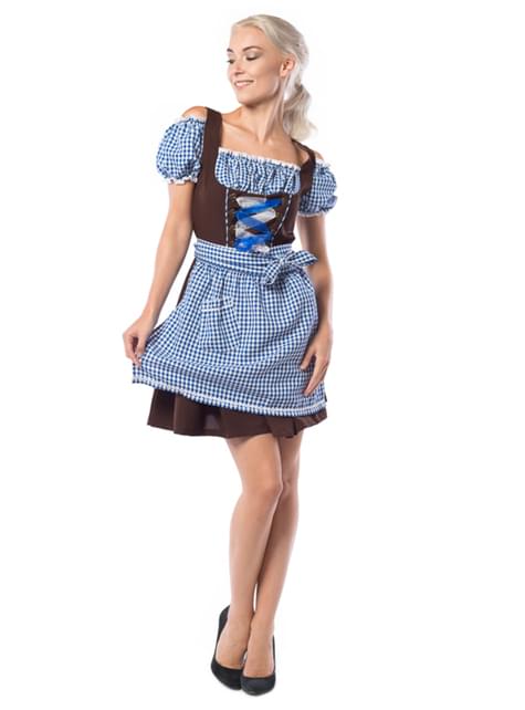Dirndl de bávara azul y marrón para mujer - Partychimp | Funidelia