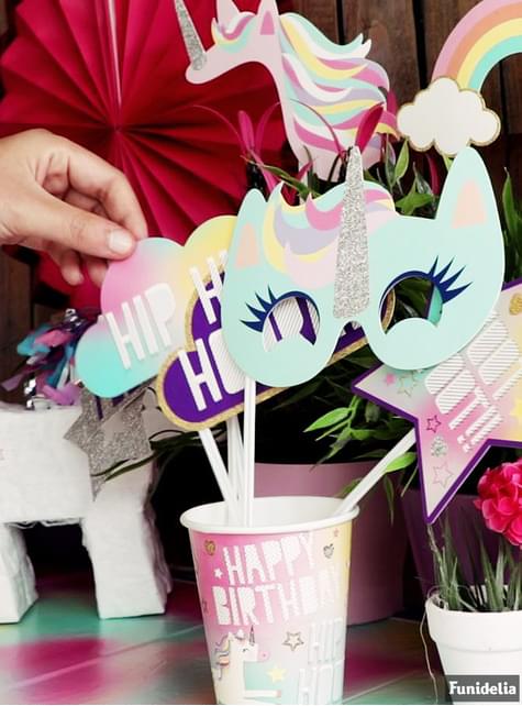 10 complementos variados para photocall de unicornio - Happy Unicorn - Unique | Funidelia