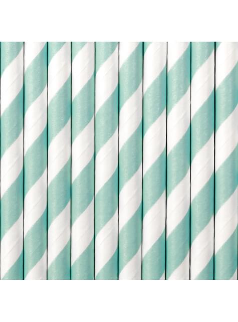 10 pajitas azules cielo de papel - Blue 1st Birthday