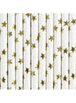 10 pajitas blancas con estrella doradas de papel para nochevieja - Happy New Year Collection - Partydeco | Funidelia