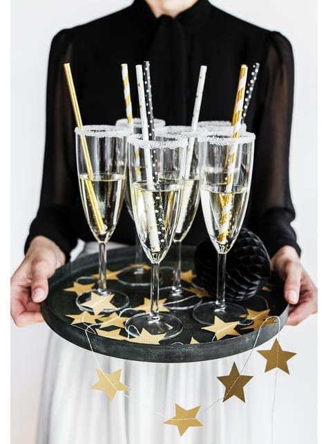 10 pajitas blancas con estrella doradas de papel para nochevieja - Happy New Year Collection - Partydeco | Funidelia