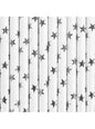 10 pajitas blancas con estrellas plateadas de papel