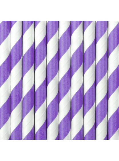 10 pajitas lilas con rayas blancas de papel - Space Party - Partydeco | Funidelia