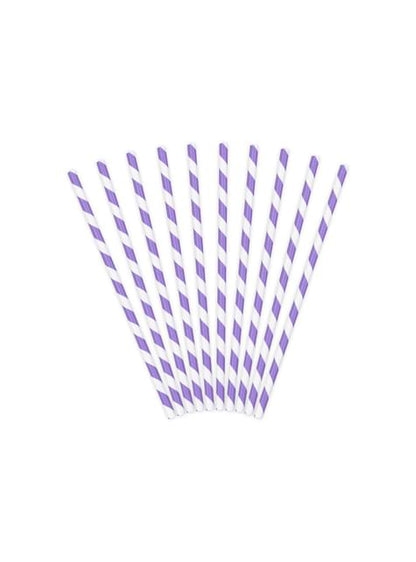 10 pajitas lilas con rayas blancas de papel - Space Party - Partydeco | Funidelia