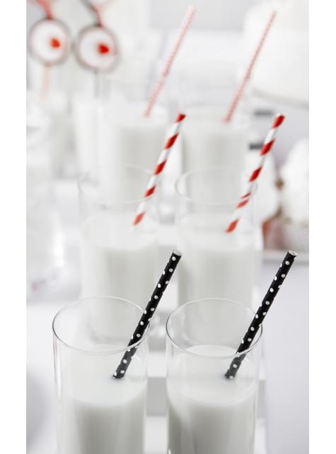 10 pajitas rojas con rayas blancas de papel - Pirates Party - Partydeco | Funidelia