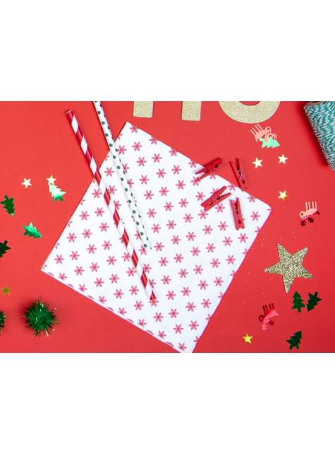 10 pajitas rojas con rayas blancas de papel - Pirates Party - Partydeco | Funidelia