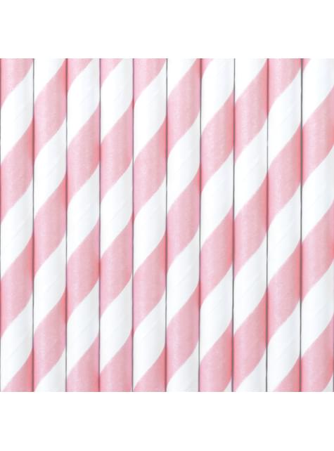 10 pajitas rosas pastel de papel - Unicorn - Partydeco | Funidelia