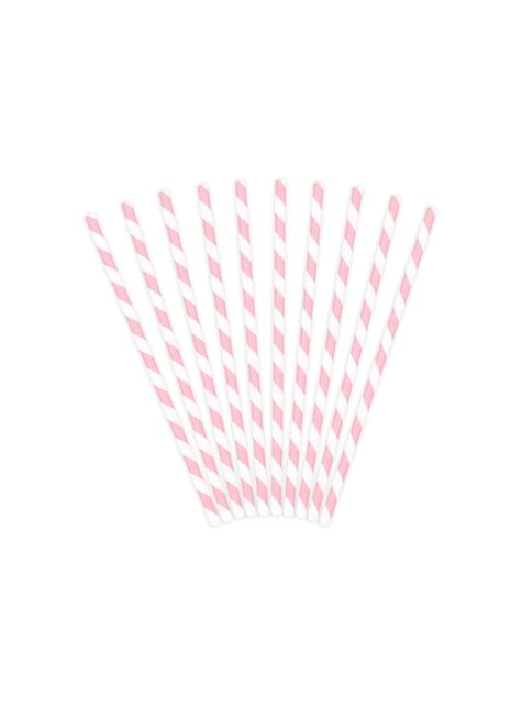 10 pajitas rosas pastel de papel - Unicorn - Partydeco | Funidelia
