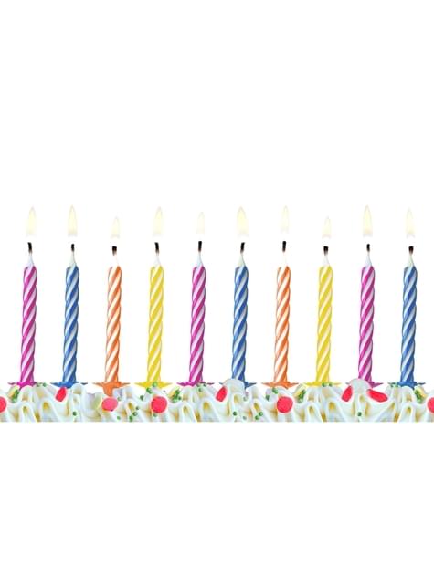 10 velas clásicas colores vivos (6,5 cm)