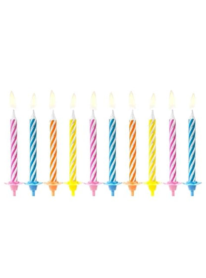 10 velas clásicas colores vivos (6,5 cm)
