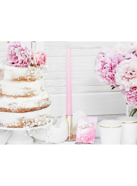 10 velas rosa pastel mate (24 cm)