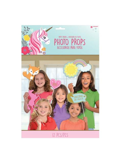 12 complementos para photocall de unicornio - Pretty Unicorn - AMSCAN | Funidelia