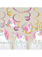 12 decoraciones colgantes de unicornio - Pretty Unicorn - AMSCAN | Funidelia