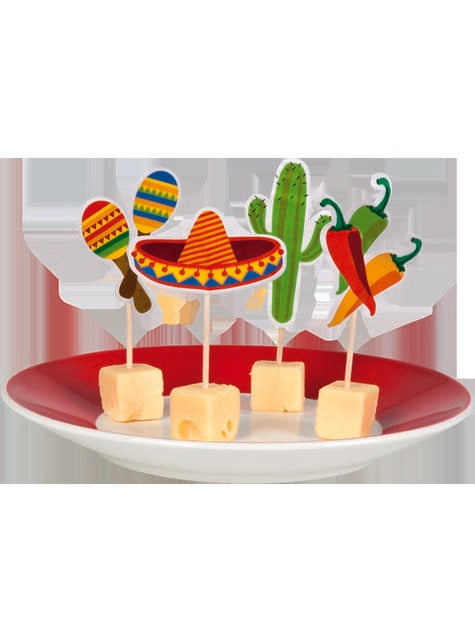 12 toppers decorativos variados para fiesta mejicana - Boland | Funidelia