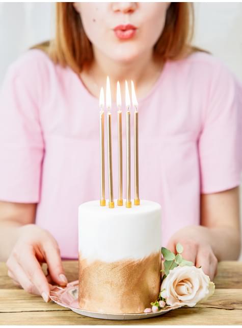 12 velas de cumpleaños doradas (12,5 cm) - Partydeco | Funidelia