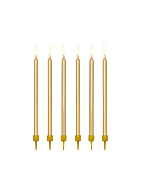 12 velas de cumpleaños doradas (12,5 cm) - Partydeco | Funidelia