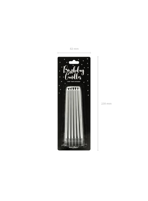 12 velas de cumpleaños plateadas (12,5 cm)