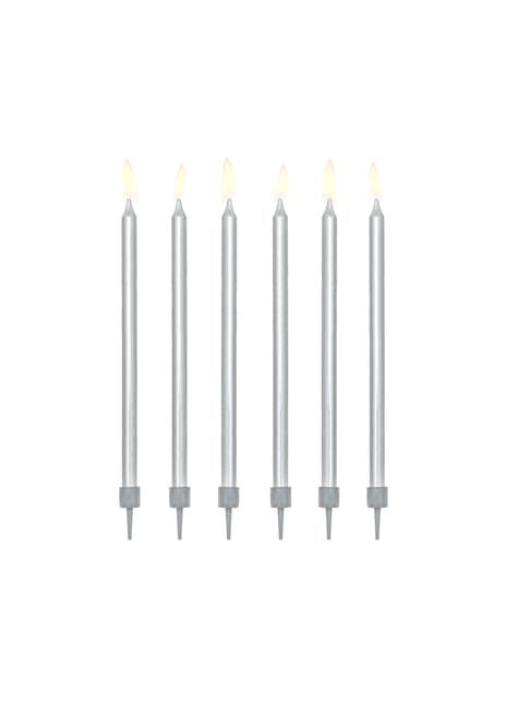 12 velas de cumpleaños plateadas (12,5 cm)