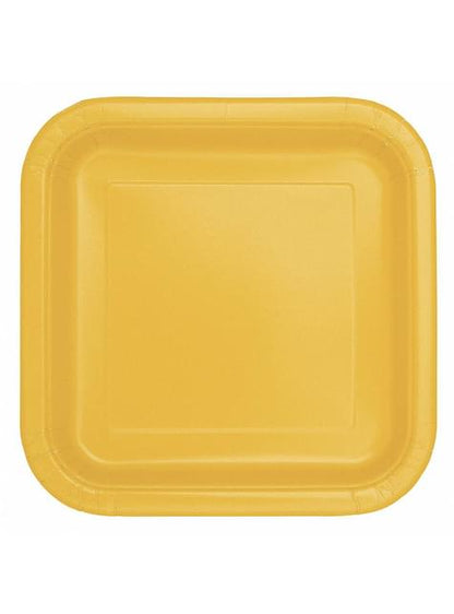 14 platos amarillos cuadrados grandes (23 cm) - Línea Colores Básicos - Unique | Funidelia