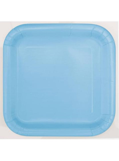 14 platos cuadrados azul cielo (23 cm) - Línea Colores Básicos - Unique | Funidelia