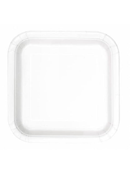 14 platos cuadrados blancos (23 cm) - Línea Colores Básicos - Unique | Funidelia