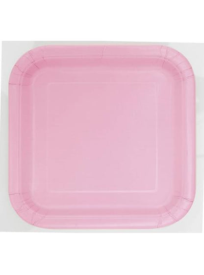 14 platos cuadrados rosa claro (23 cm) - Línea Colores Básicos - Unique | Funidelia