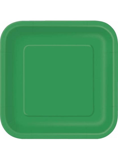 14 platos cuadrados verde esmeralda (23 cm) - Línea Colores Básicos - Unique | Funidelia