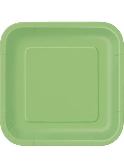 14 platos cuadrados verde lima (23 cm) - Línea Colores Básicos - Unique | Funidelia