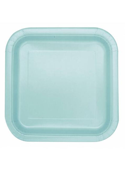 14 platos cuadrados verde menta (23 cm) - Línea Colores Básicos - Unique | Funidelia