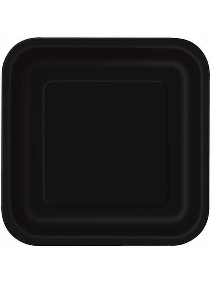 16 platos cuadrados pequeños negros (18 cm) - Línea Colores Básicos - Unique | Funidelia