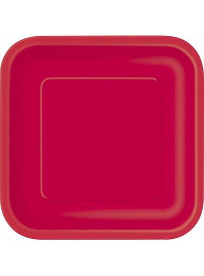 16 platos pequeños cuadrados rojos (18 cm) - Línea Colores Básicos - Unique | Funidelia