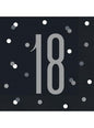 16 servilletas “18“ años negras - Black & Silver Glitz