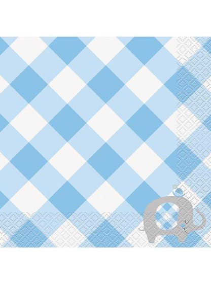 16 servilletas azules baby Shower (33x33cm) - Blue Floral Elephant - Unique | Funidelia