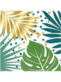 16 servilletas con estampado de hojas tropicales verde y dorado (33x33cm) - Tropical Gold - AMSCAN | Funidelia
