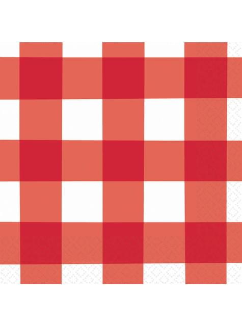 16 servilletas de cuadros rojos y blancos (33x33 cm)