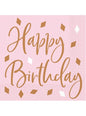 16 servilletas de Happy Birthday oro rosa (33x33 cm)