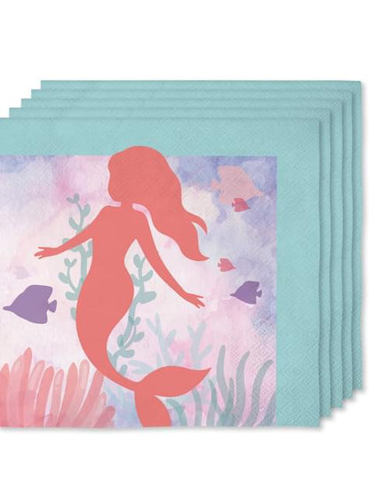 16 servilletas de sirenas (33x33cm) -Beautiful mermaid - Funiglobal | Funidelia