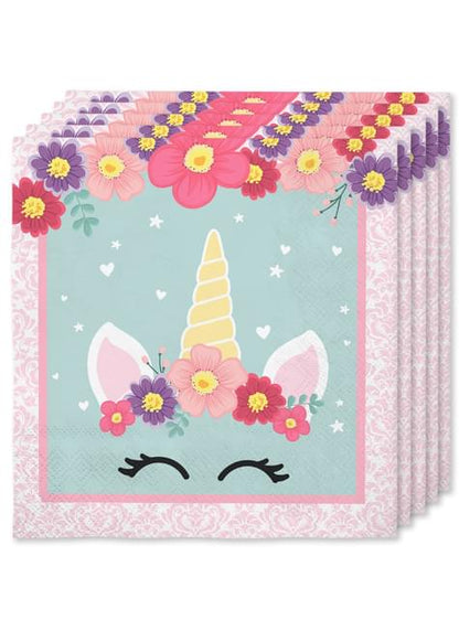 16 servilletas de unicornio (33x33cm) -Unicorn Flowers - Funiglobal | Funidelia