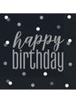 16 servilletas “Happy Birthday“ negras (33x33 cm) - Black & Silver Glitz - Unique | Funidelia