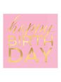 16 servilletas rosas happy birthday dorado (33x33 cm) - AMSCAN | Funidelia