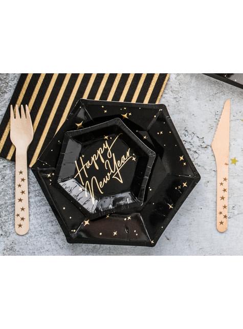 18 cubiertos con estrellas doradas de madera - New Year’s Eve Collection
