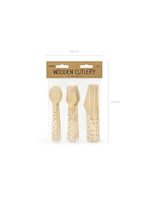 18 cubiertos con estrellas doradas de madera - New Year’s Eve Collection