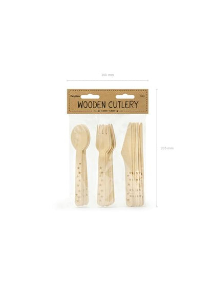 18 cubiertos con estrellas doradas de madera - New Year’s Eve Collection
